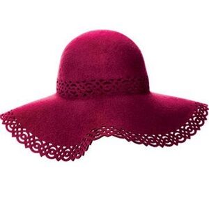 BCBG Elegant Burgundy Wide-Brim Hat